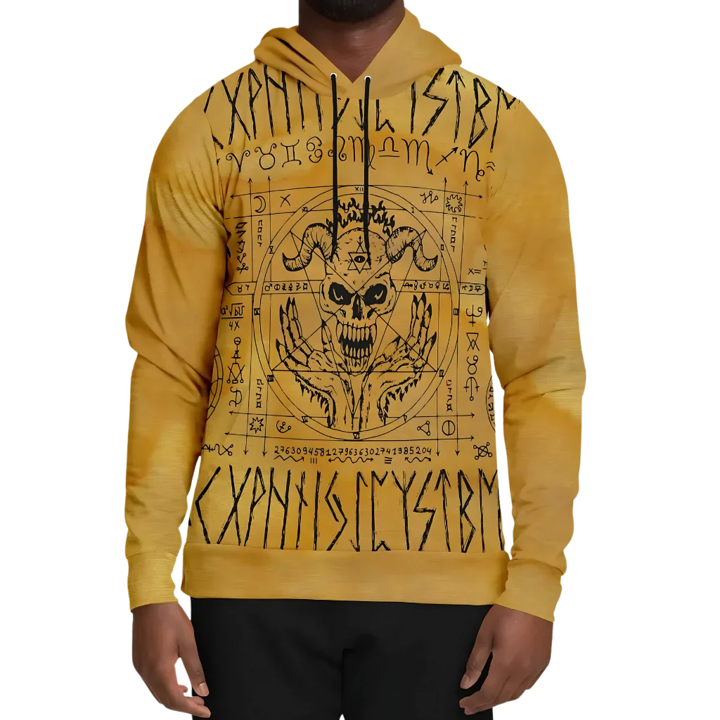 Hoodie In Yellow With Ouija Board Occult Design