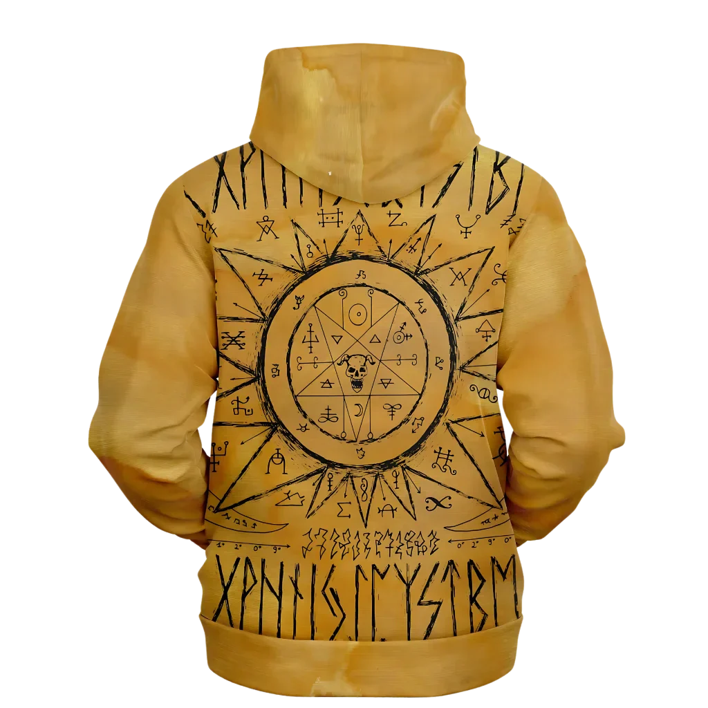 Hoodie In Yellow With Ouija Board Occult Design