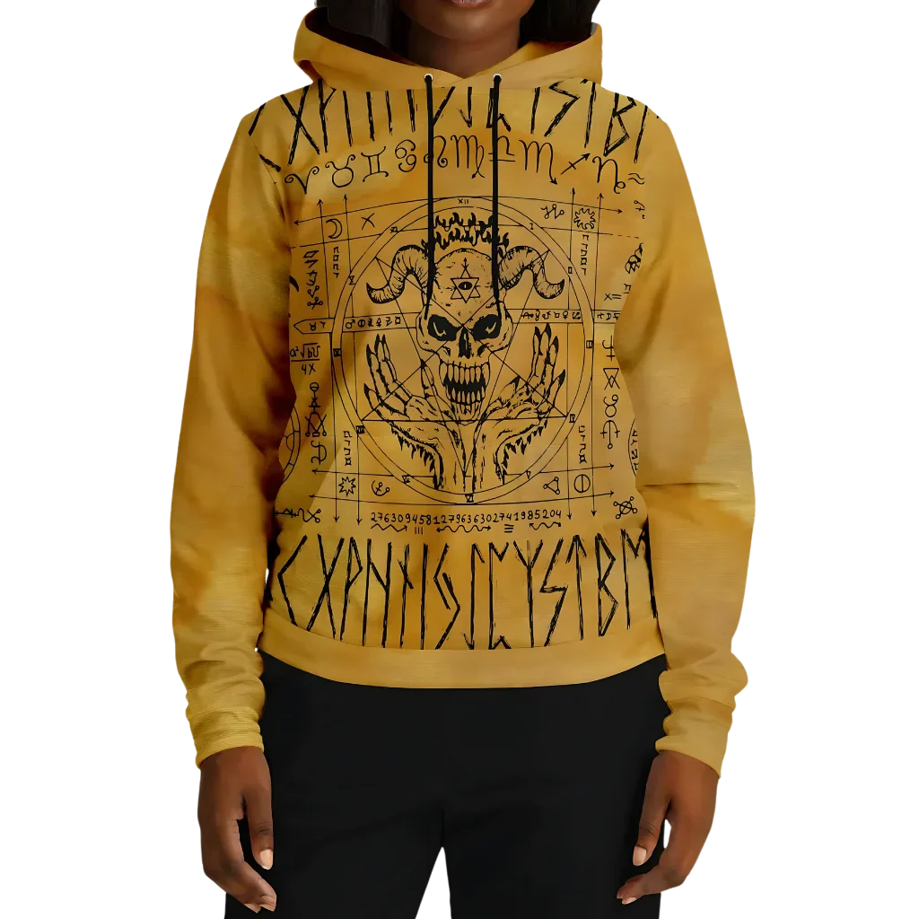 Hoodie In Yellow With Ouija Board Occult Design