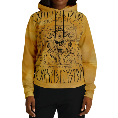 Hoodie In Yellow With Ouija Board Occult Design