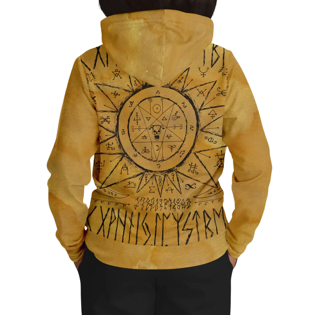 Hoodie In Yellow With Ouija Board Occult Design