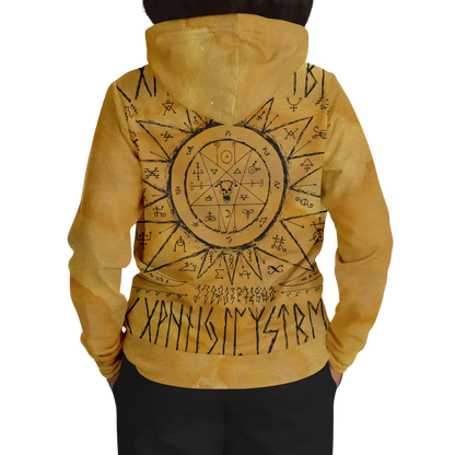 Hoodie In Yellow With Ouija Board Occult Design