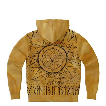 Hoodie In Yellow With Ouija Board Occult Design