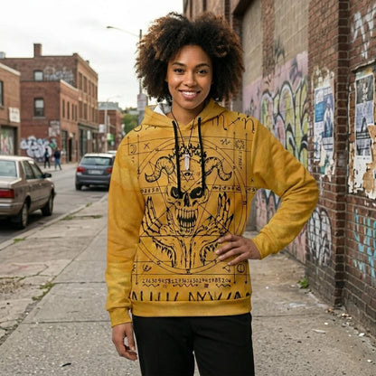 Hoodie In Yellow With Ouija Board Occult Design