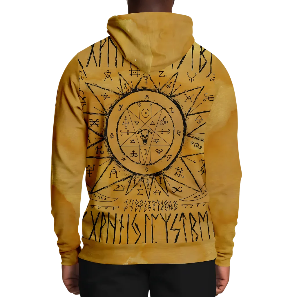 Hoodie In Yellow With Ouija Board Occult Design