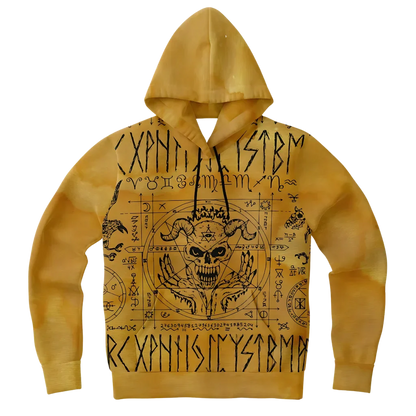 Hoodie In Yellow With Ouija Board Occult Design