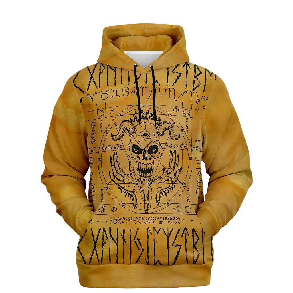 Hoodie In Yellow With Ouija Board Occult Design - XS