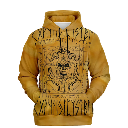 Hoodie In Yellow With Ouija Board Occult Design - XS