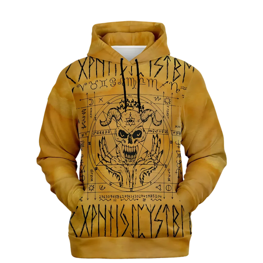 Hoodie In Yellow With Ouija Board Occult Design - XS