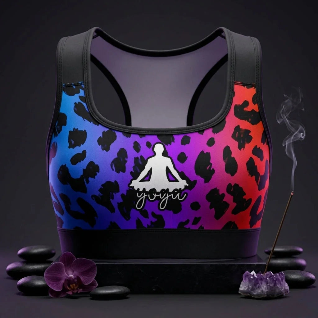 Hot Yoga Sports Bra With Lotus Pose Graphic