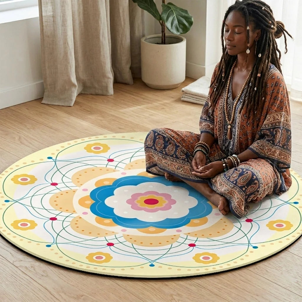 Huge Yoga Mat With Non Slip Suede And Round Design