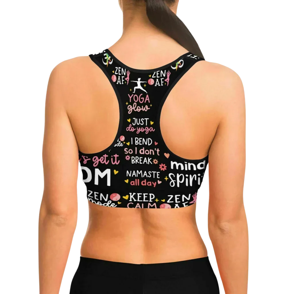 Inspirational Quotes Yoga Bra With Spiritual Print
