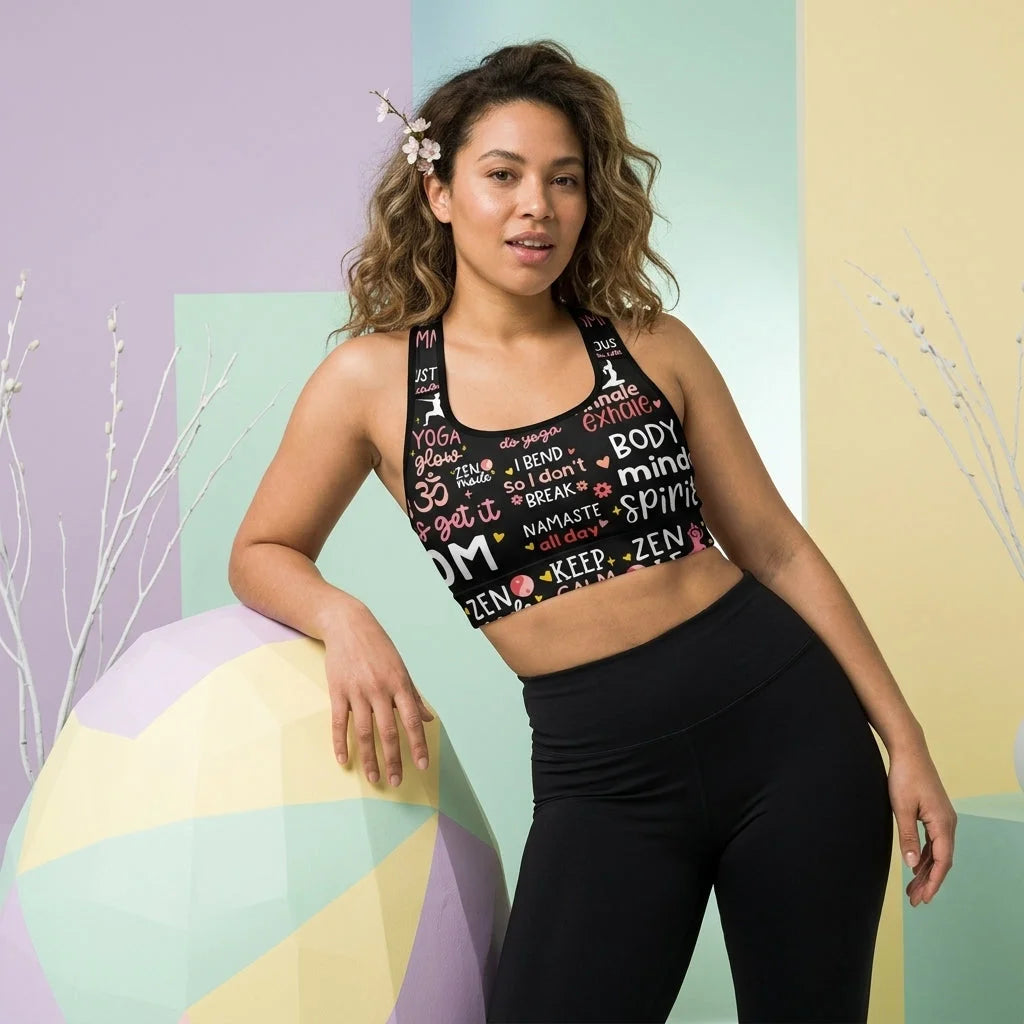 Inspirational Quotes Yoga Bra With Spiritual Print