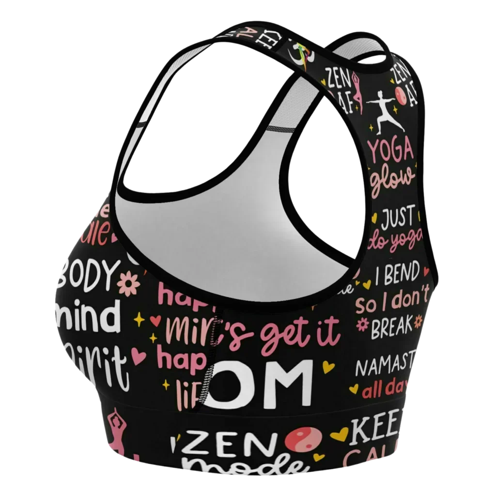 Inspirational Quotes Yoga Bra With Spiritual Print