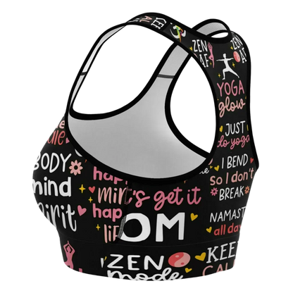 Inspirational Quotes Yoga Bra With Spiritual Print