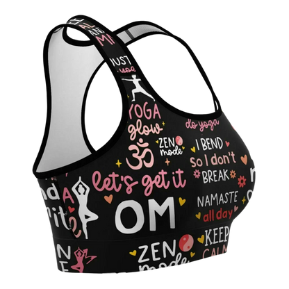 Inspirational Quotes Yoga Bra With Spiritual Print