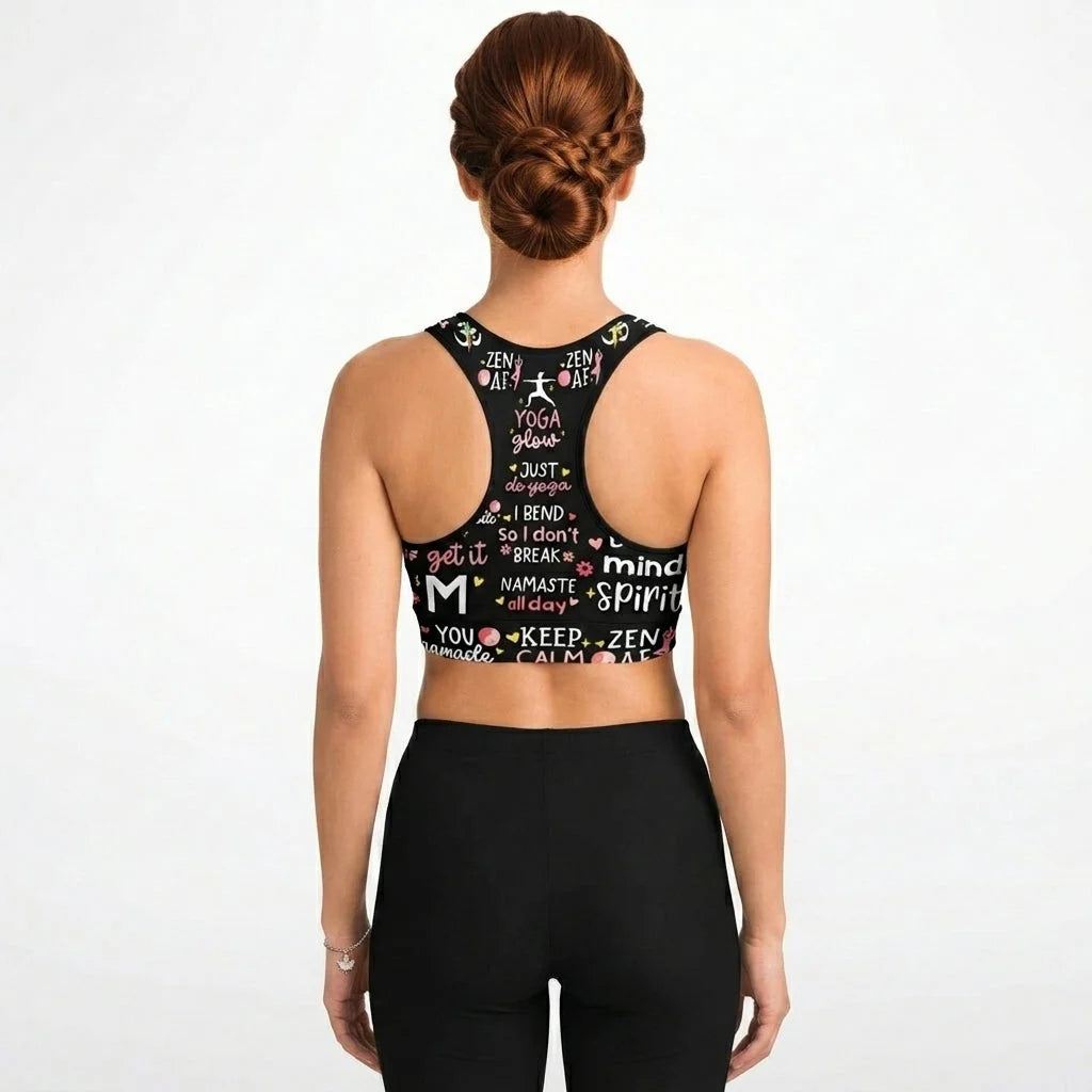 Inspirational Quotes Yoga Bra With Spiritual Print
