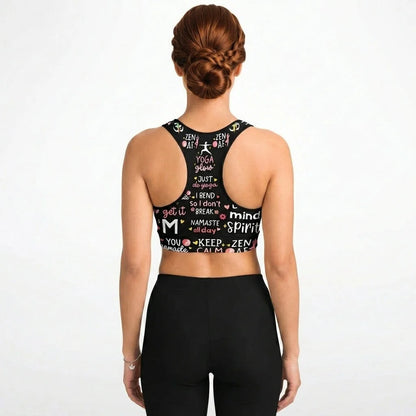 Inspirational Quotes Yoga Bra With Spiritual Print
