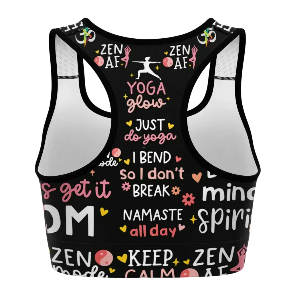 Inspirational Quotes Yoga Bra With Spiritual Print