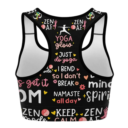 Inspirational Quotes Yoga Bra With Spiritual Print