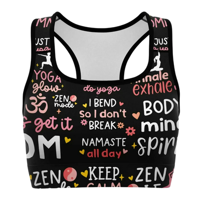 Inspirational Quotes Yoga Bra With Spiritual Print - XS