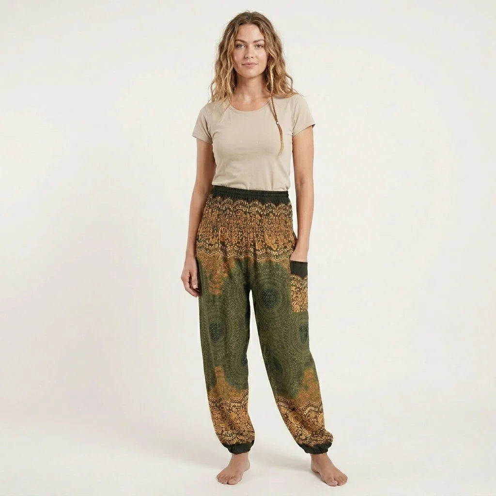 Ladies Boho Pants With High Waist Cotton Comfort