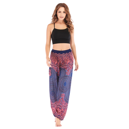 Ladies Boho Pants With High Waist Cotton Comfort