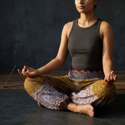 Ladies Boho Pants With High Waist Cotton Comfort