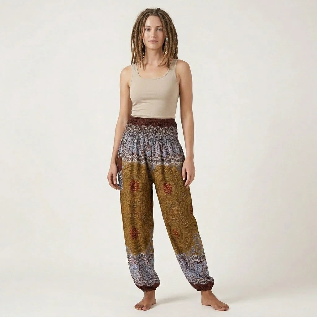 Ladies Boho Pants With High Waist Cotton Comfort