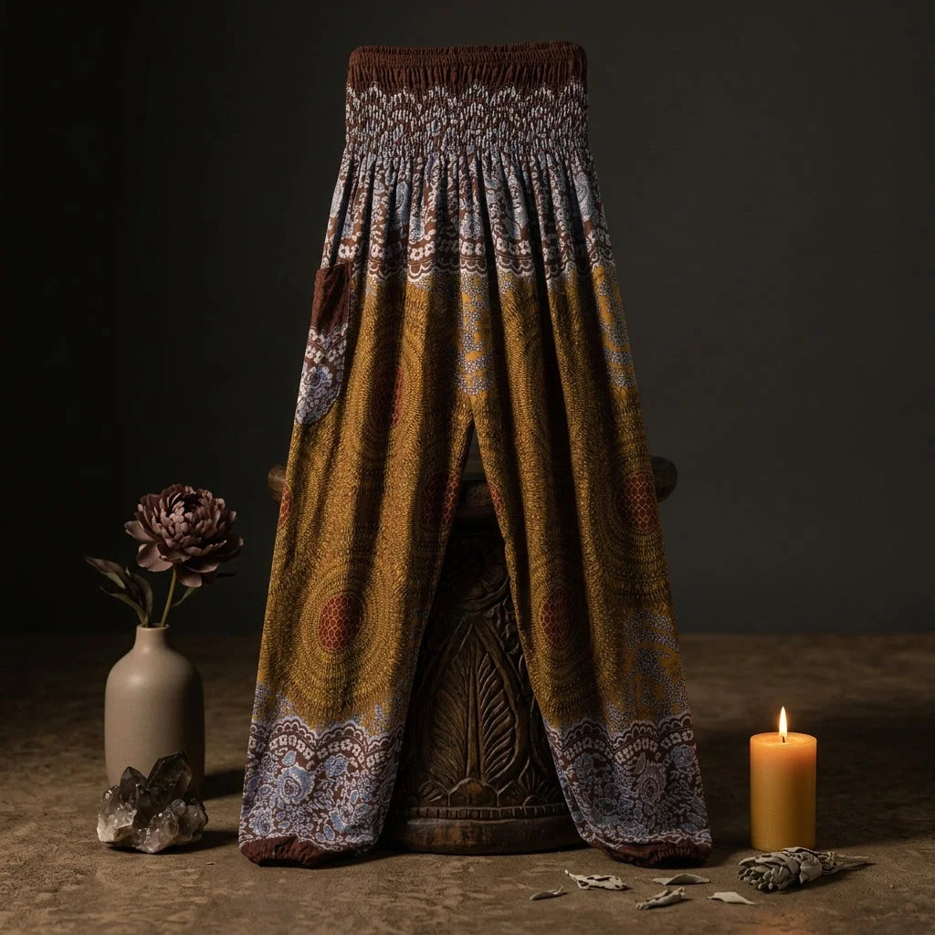 Ladies Boho Pants With High Waist Cotton Comfort