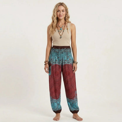 Ladies Boho Pants With High Waist Cotton Comfort
