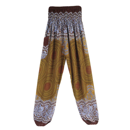 Ladies Boho Pants With High Waist Cotton Comfort - Coffee / one size