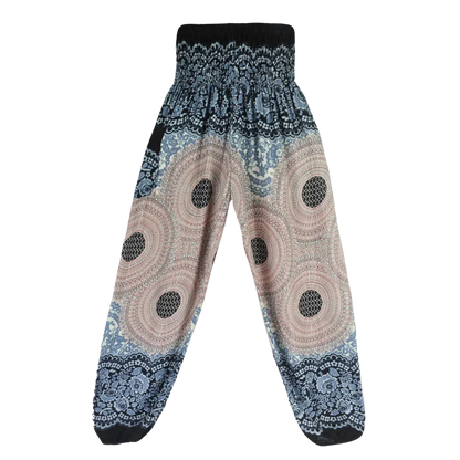 Ladies Boho Pants With High Waist Cotton Comfort - White / one size