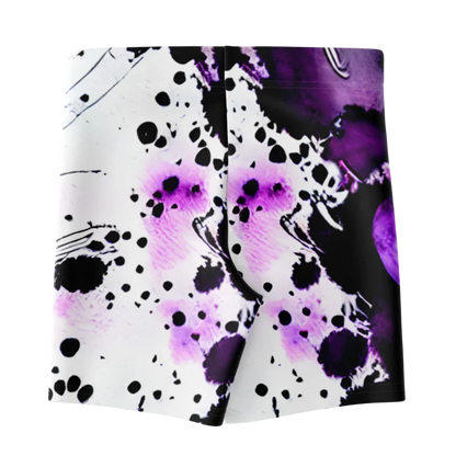 Ladies Yoga Shorts With Purple Heart Print Design