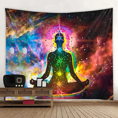 Large Tapestry With Chakra Symbols In Boho Style - 19Style / 150x130 cm
