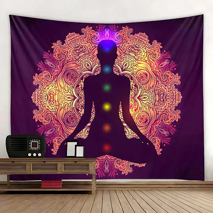 Large Tapestry With Chakra Symbols In Boho Style - 4 Style / 150x130 cm