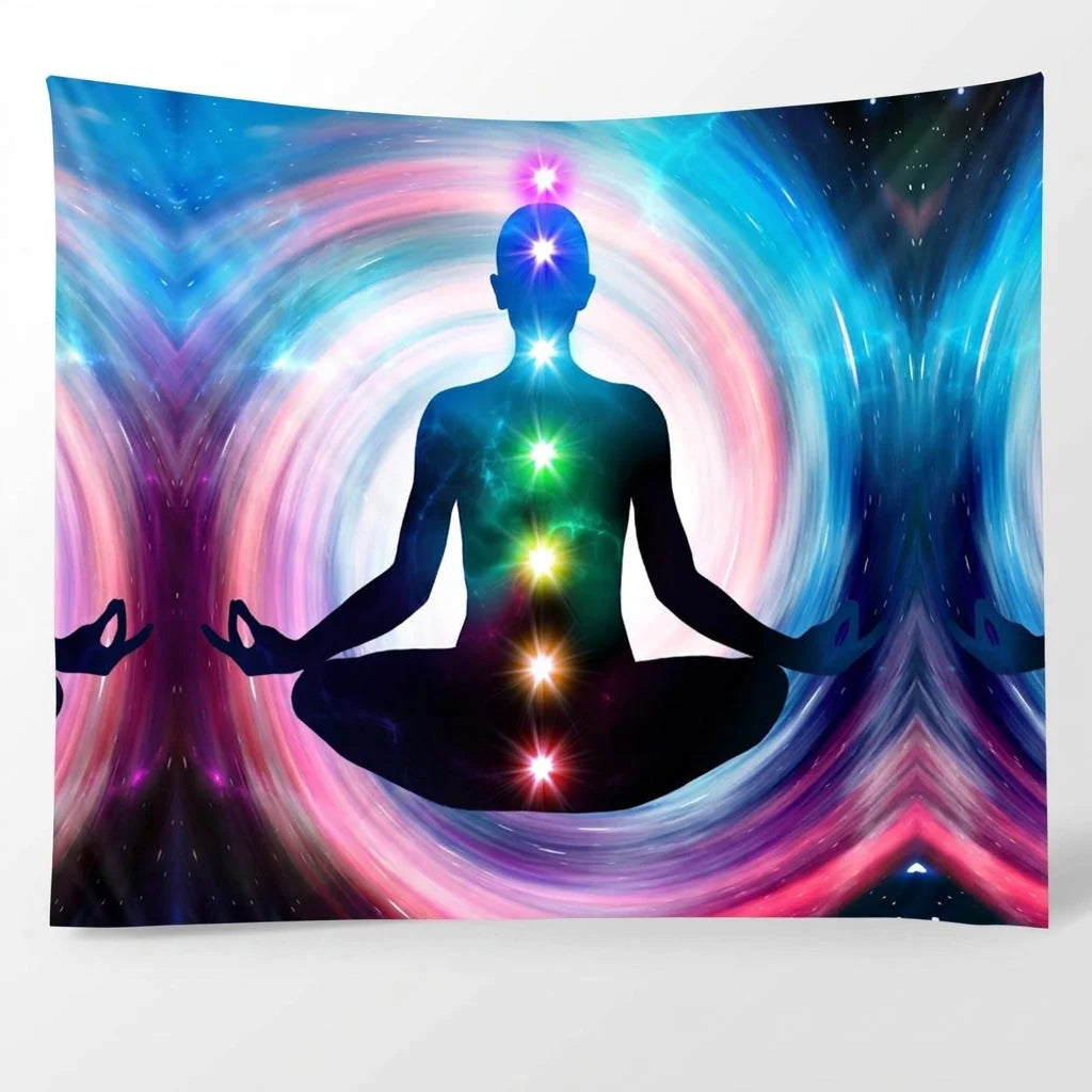 Large Tapestry With Chakra Symbols In Boho Style
