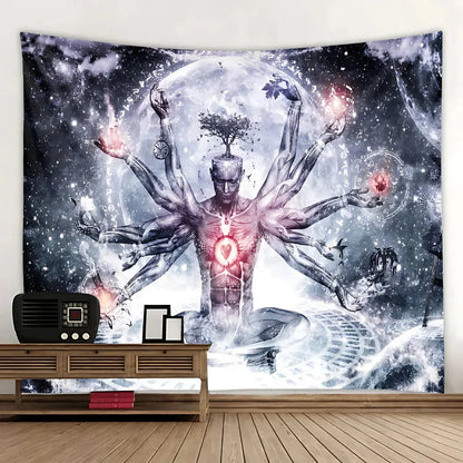 Large Tapestry With Chakra Symbols In Boho Style - 9 Style / 150x130 cm
