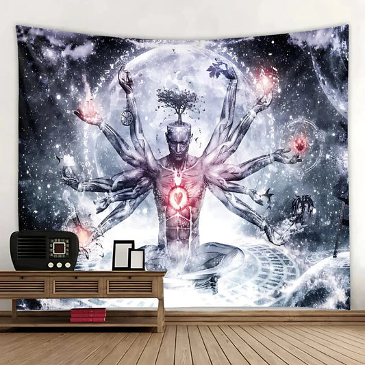 Large Tapestry With Chakra Symbols In Boho Style - 9 Style / 150x130 cm