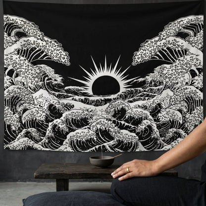 Large Wall Tapestry With Sun And Moon Mandalas