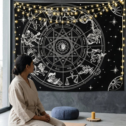 Large Wall Tapestry With Sun And Moon Mandalas