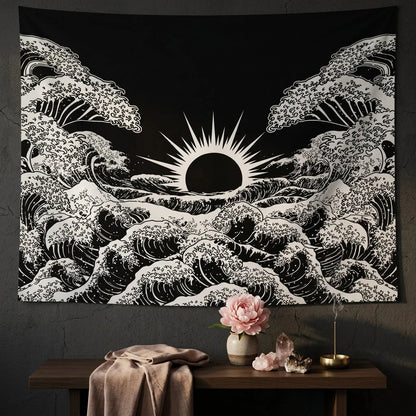 Large Wall Tapestry With Sun And Moon Mandalas