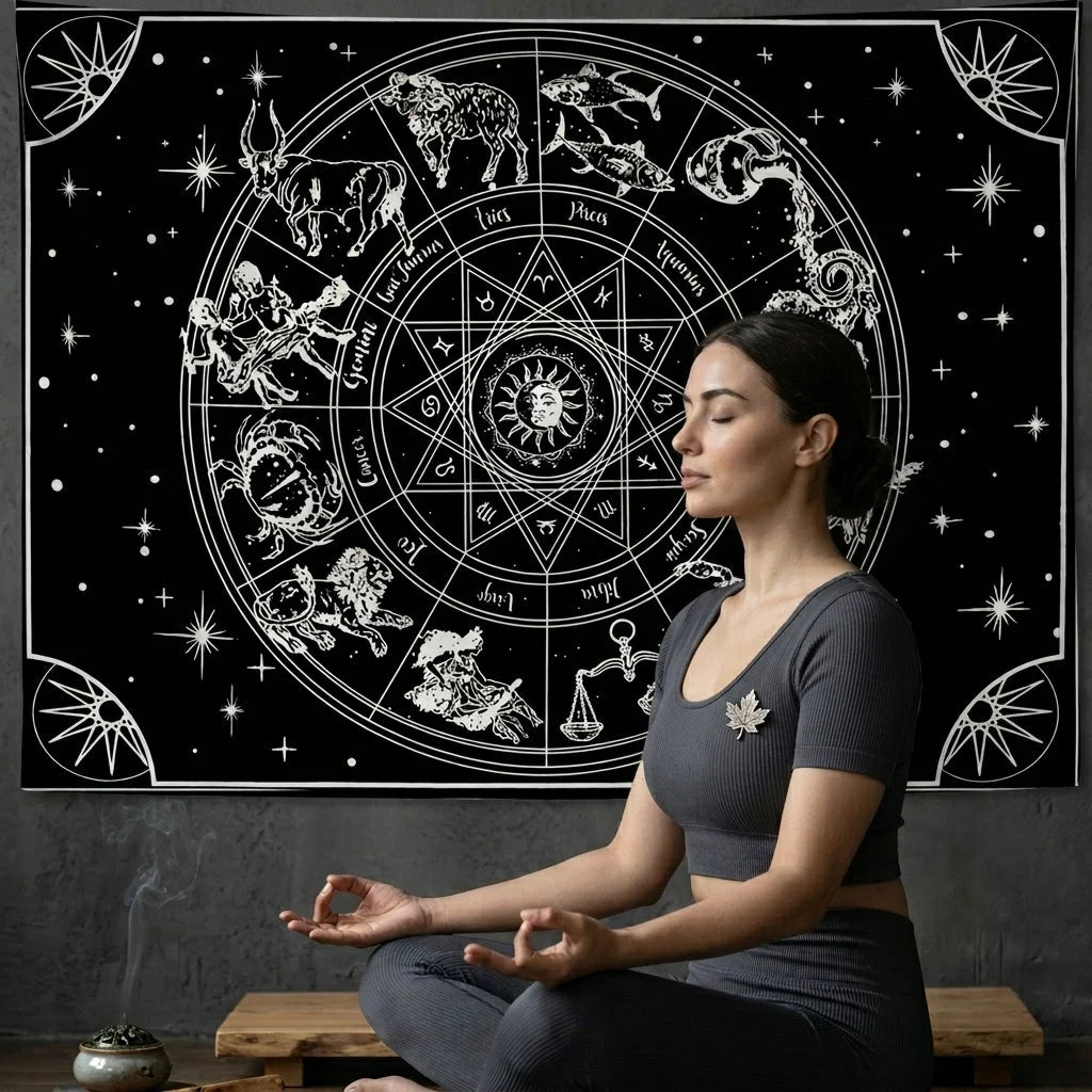 Large Wall Tapestry With Sun And Moon Mandalas