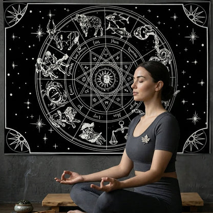 Large Wall Tapestry With Sun And Moon Mandalas