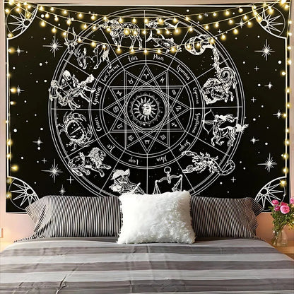 Large Wall Tapestry With Sun And Moon Mandalas - B / 95x73 cm