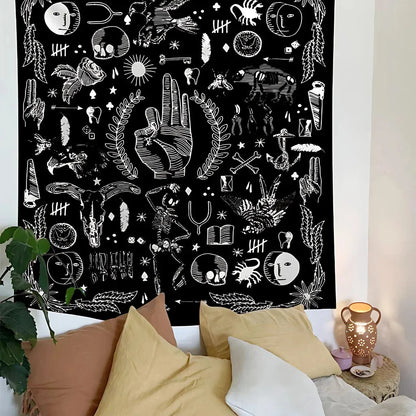 Large Wall Tapestry With Sun And Moon Mandalas - I / 95x73 cm