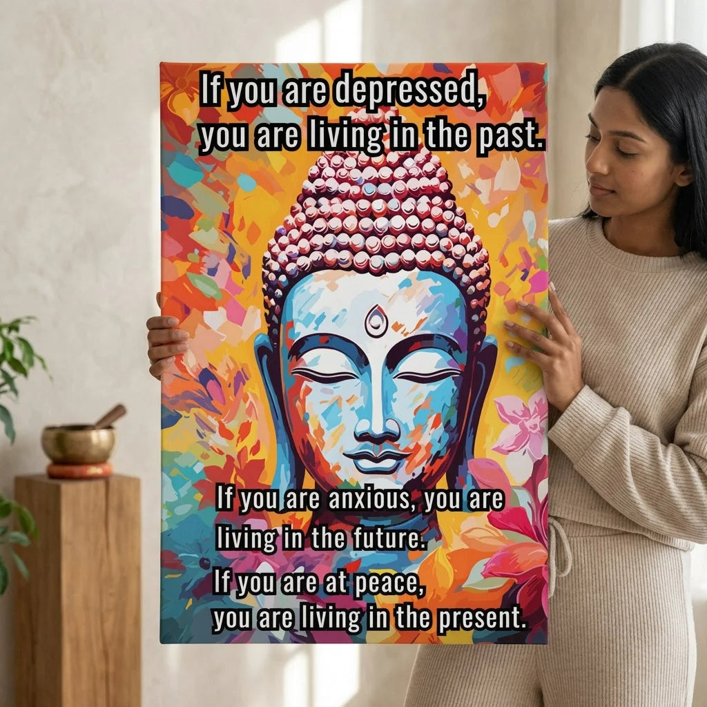 Large Yoga Wall Art With Buddha Quote Design