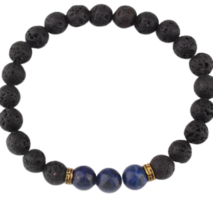 Lava Beads Bracelet With Natural Stone Accents
