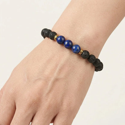 Lava Beads Bracelet With Natural Stone Accents