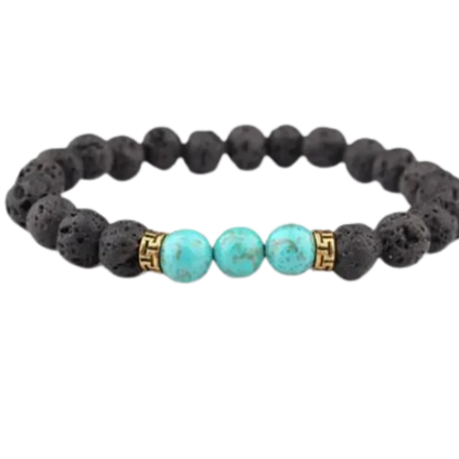 Lava Beads Bracelet With Natural Stone Accents
